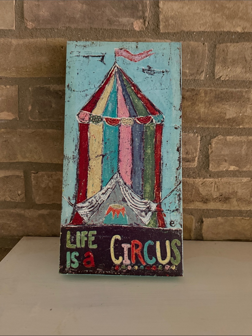 Life Is a Circus Colorful Tent Wall Art - Blue, Red, Pink, Yellow